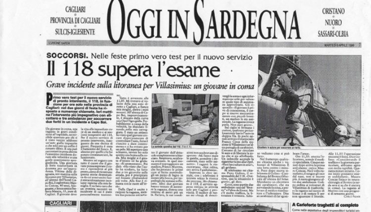 Anno 1999 - Pagina del quotidiano Unione Sarda il 118 supera….